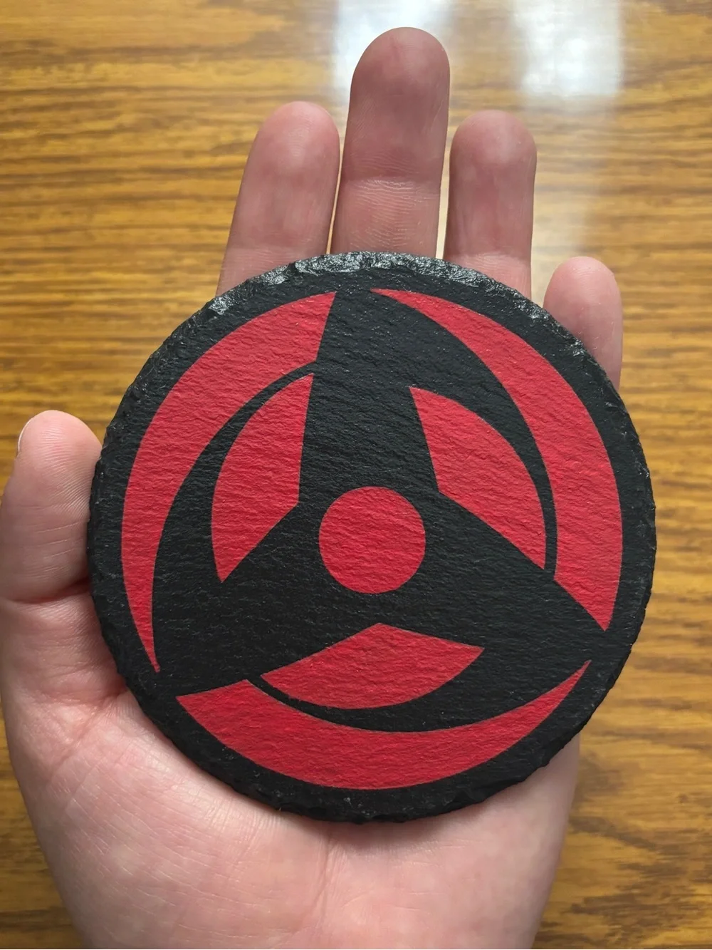 Naruto Kakashi Obito Mangekyou Sharingan Engraved Painted Slate Coaster